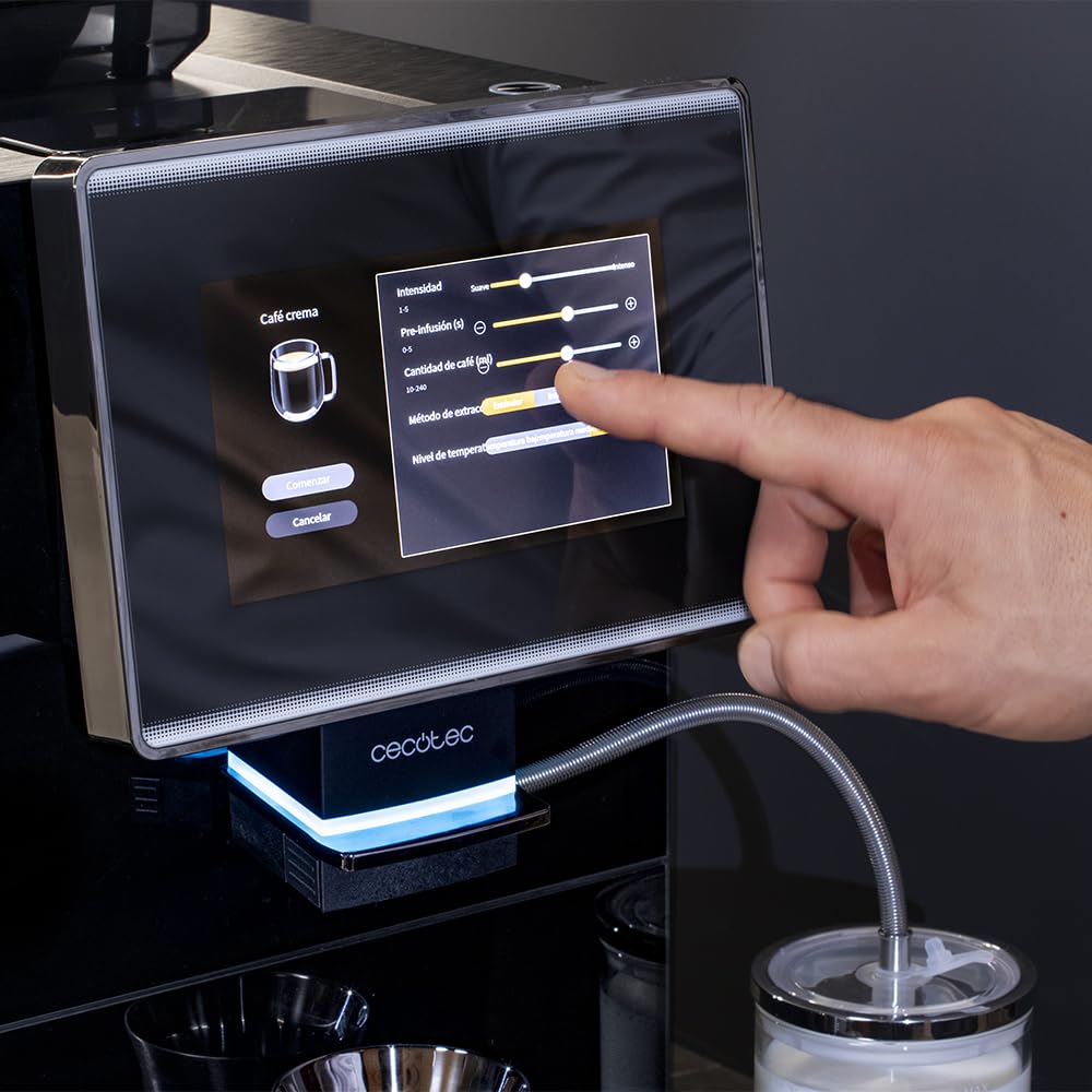 Cecotec Macchina da Caffè Superautomatica Touch Cremmaet OCS. 1500W, 19 Bar, Schermo TFT, Sistema Thermoblock, Pulizia Automatica, Serbatoio da 400g di Chicchi di Caffè, 2L di Acqua e 600ml di Latte