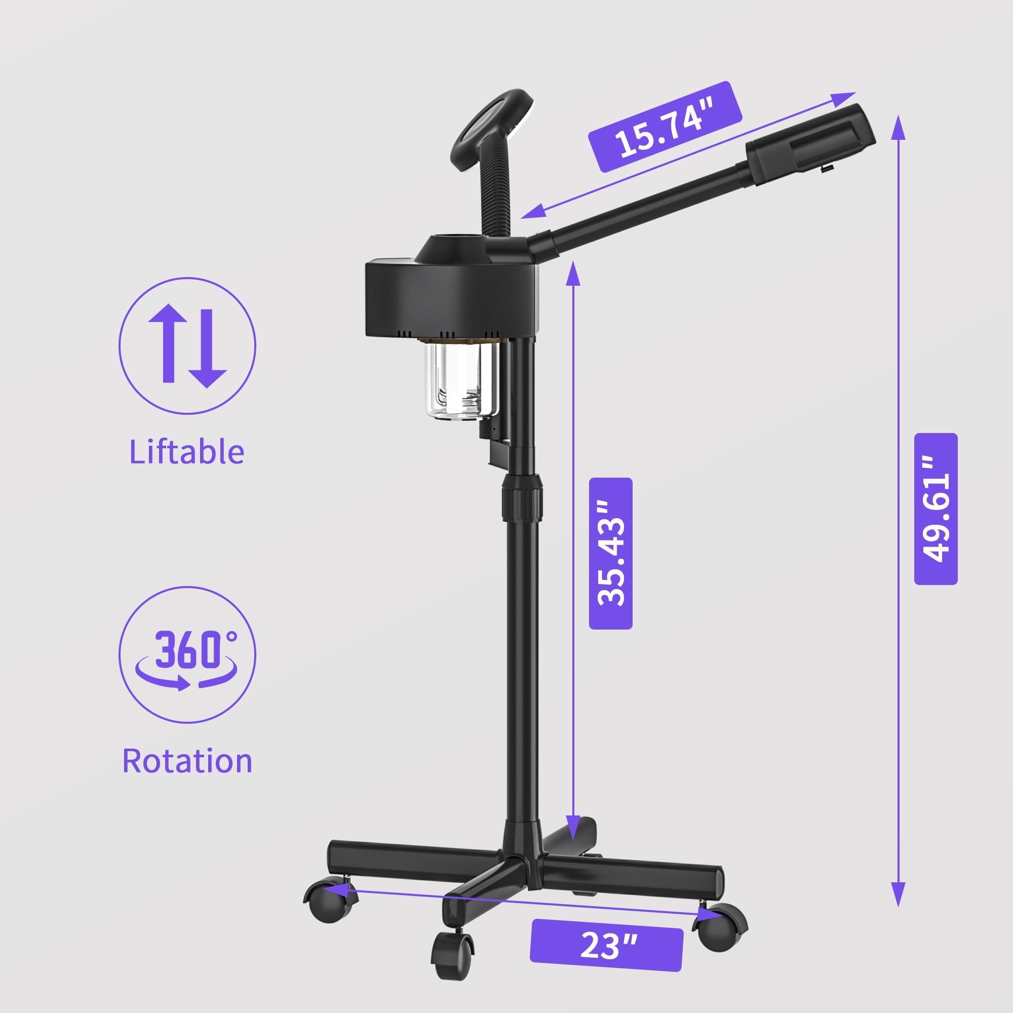 Vaporizzatore facciale con lampada d'ingrandimento, vapore all'ozono 2 in 1 per uso professionale del viso, vapore facciale professionale per estetiste, attrezzatura di bellezza per il viso