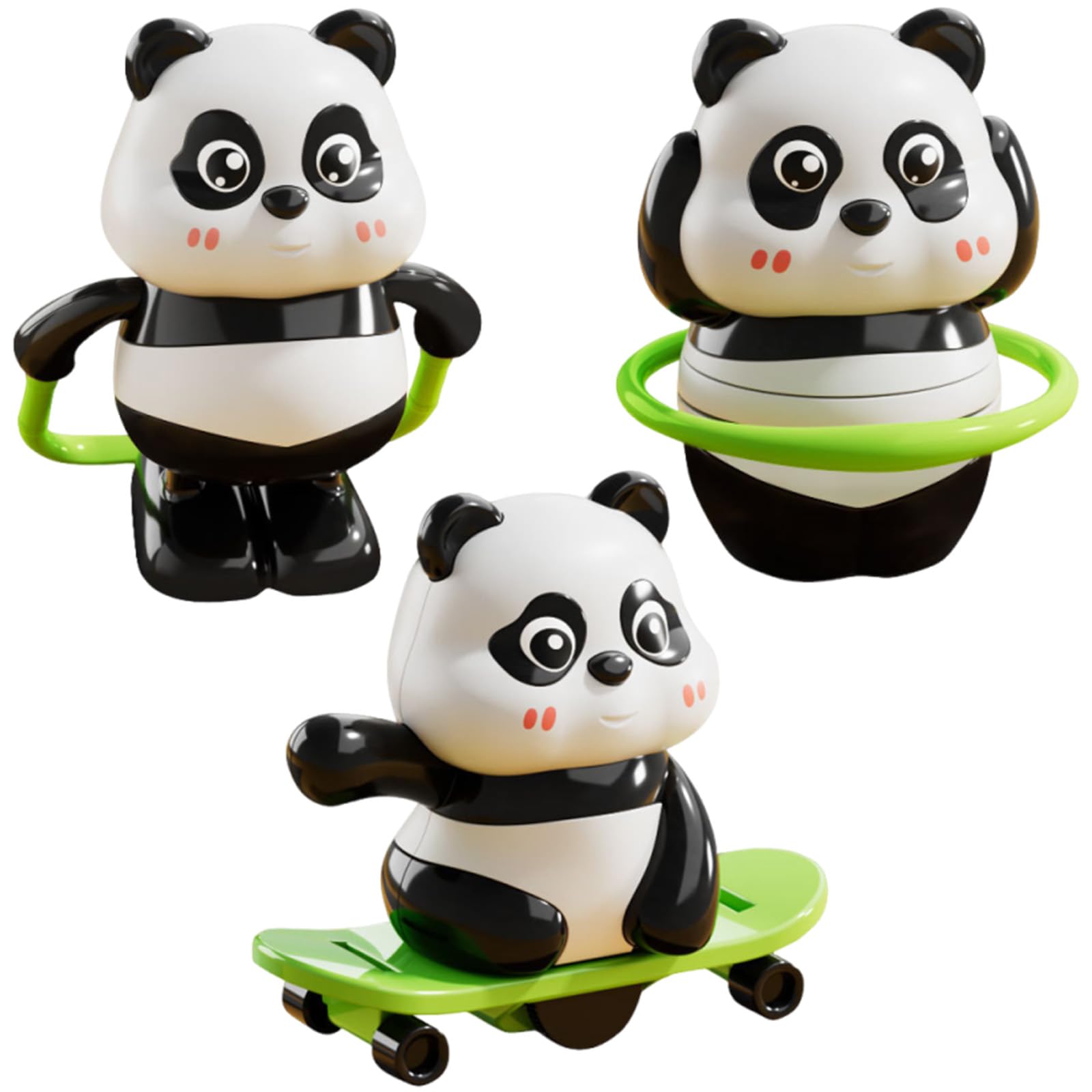 Panda Model for Kids, 3Pcs Panda Action Model Set, Skating Skipping Hula Hoop Panda Figures, Interactive Plastic Animal Play Set, OPP Bag Pack, Gift for Toddler Boys Girls Age 3+-image-34