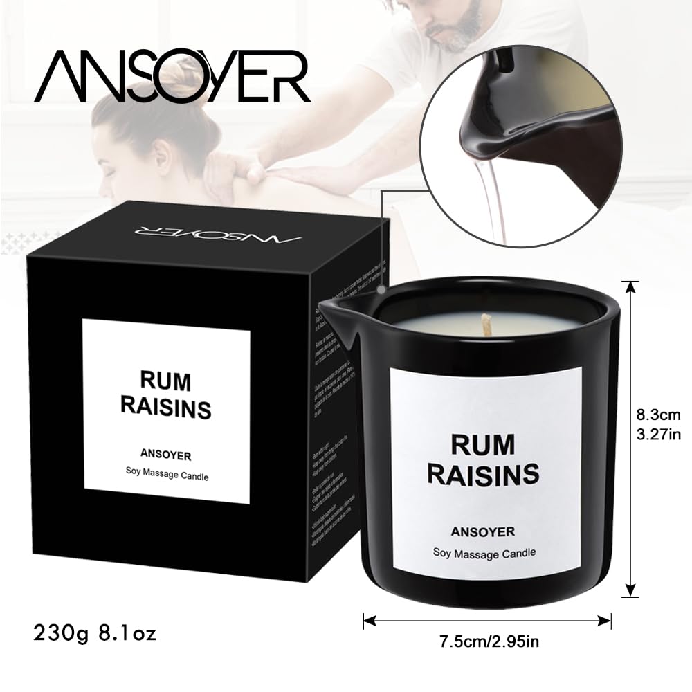 Candele Da Massaggio - Idratanti e nutrienti per la SPA di casa - 230 g (Uvetta al Rum)