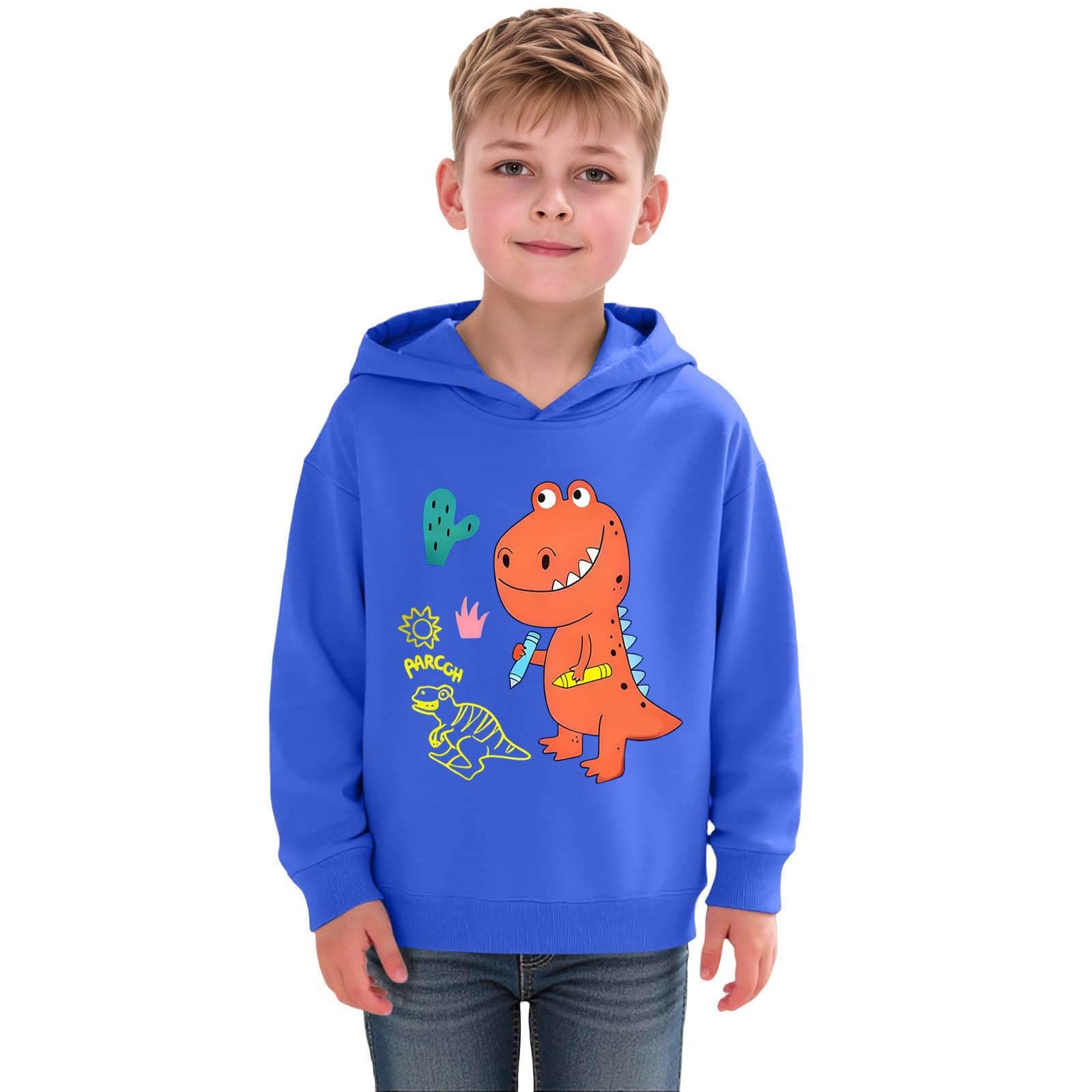 Hoodie Mädchen Jungen Cartoon-Dinosaurier Druck Pullover mit Kapuze Weich Bequem Langarmshirts Teengaer Jungen Freizeit Oversized Sweatshirt 2025 Herbst Winter Kapuzenpullover für Kinder