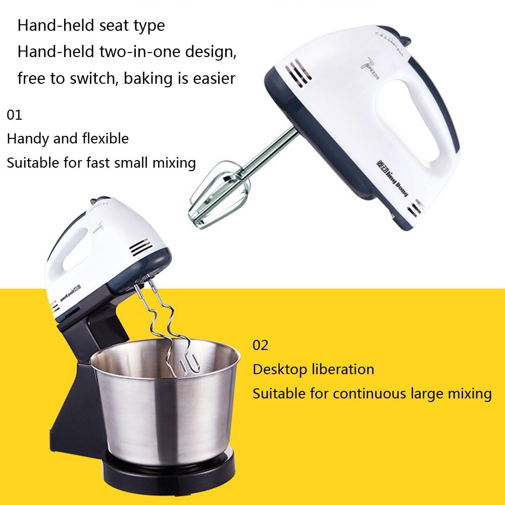 7 Geschwindigkeitsstufen Standmixer Elektrischer Schneebesen 2-in-1-Handmixer 1,7-Liter-Schüssel Professioneller Mixer Backzubehör Mini-Eiercreme-Mixer Für Kuchen, Teig, Brot, Desserts 100 W