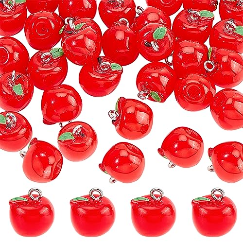 Dijes de resina roja de manzana CHGCRAFT para pulseras y accesorios