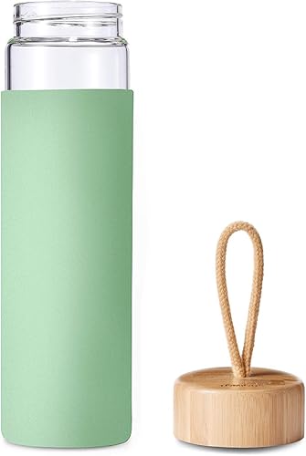 Miniatura 4 de Botellas de agua de vidrio de borosilicato de 20 onzas con funda de silicona sin BPA, aptas para lavavajillas, reutilizables de vidrio transparente