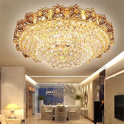 Plafonnier LED cristal de luxe moderne doré 60 cm pour chambre et séjour