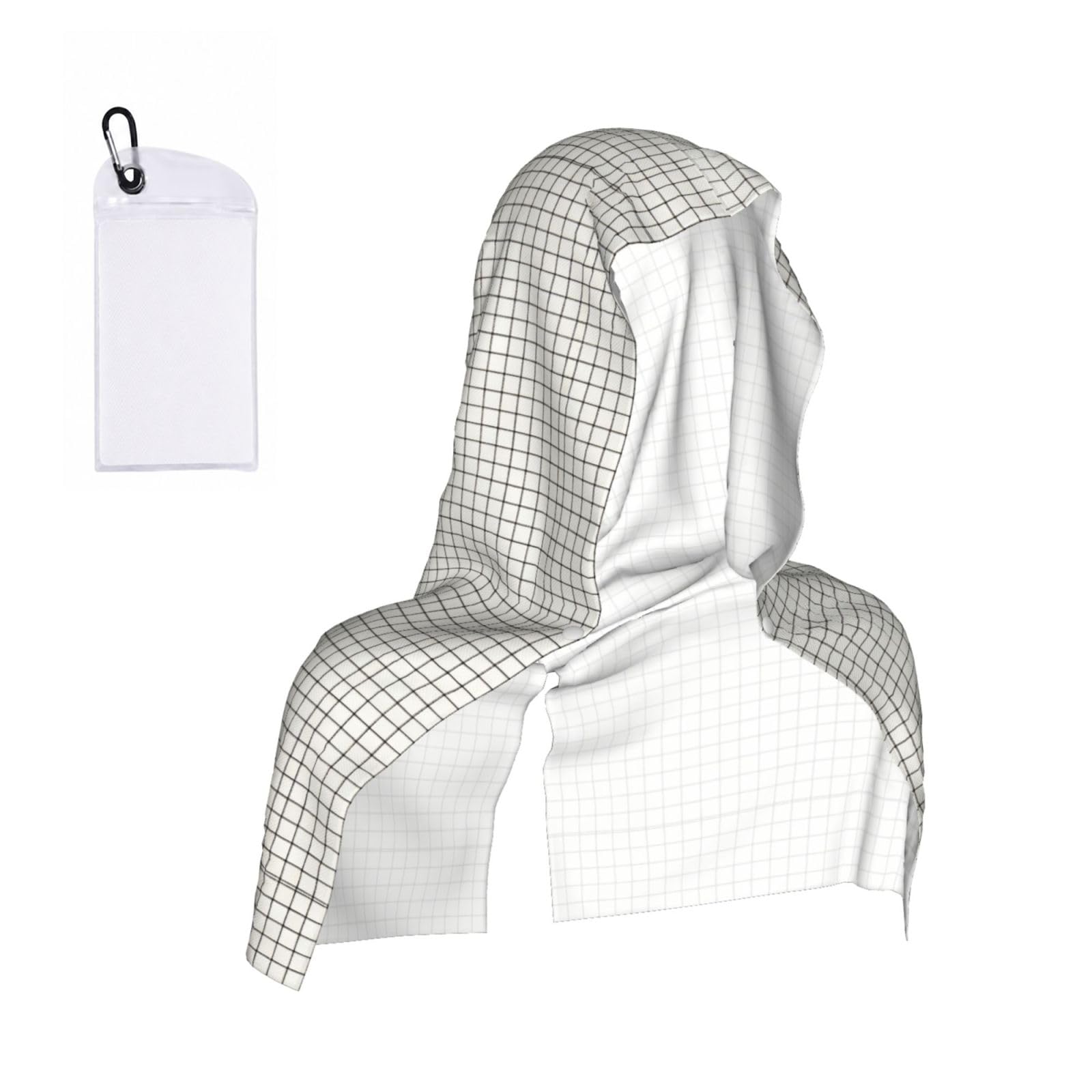 CNTDBU Black White Plaid Cooling Towel Hooded-Instant Chill Neck Cover for Sports, UV Cooling Rag for Running Gym