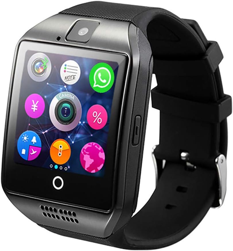 Pedometer SCELTECH Bluetooth Smart Watch Q18 with Camera Facebook Whatsapp Twitter Sync SMS Smartwatch Support SIM TF Card for iOS Android (Black)