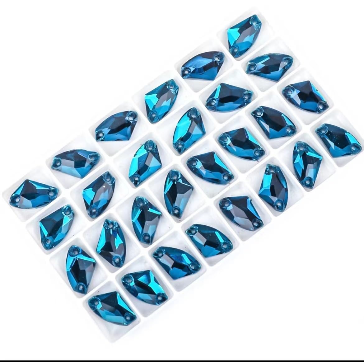 Cyrkonie, Szyte kamienie Płaskie kryształki do szycia Szklane Akcesoria ubrań(Sky Blue,12x19mm 28Pcs)