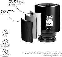 Vista 5 de Juego de llaves de impacto de 6 puntas de 1/2 pulgada - 1-1/2" (SAE), CR-MO, llave de eje de 1/2 pulgada de 6 puntas para fácil remoción de tuercas