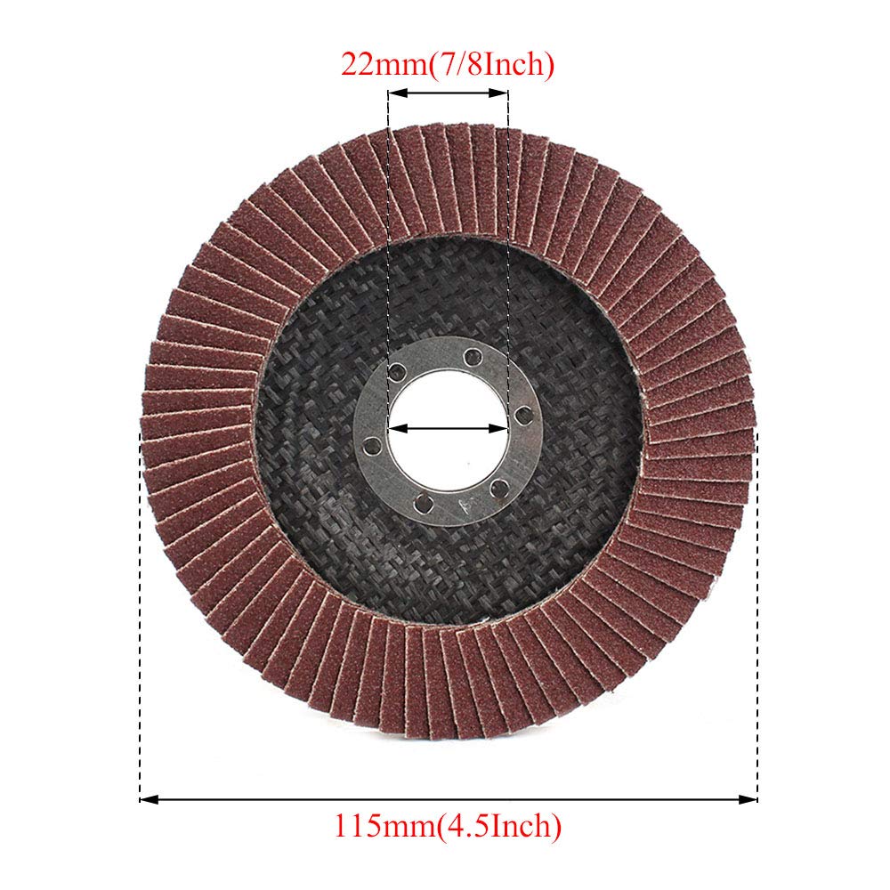 10 discos de lijado de óxido de 11,4 cm, grano 60/120 para amoladora angular de madera, metal pulido, tipo 27
