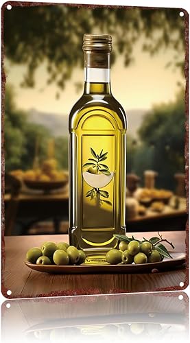 Metal Signs Olive Oil Bottle Olives Vintage Signs Retro Aluminum Tin Sign For Kitchen Office Home Bar Cafe Decor 8X12 Inch