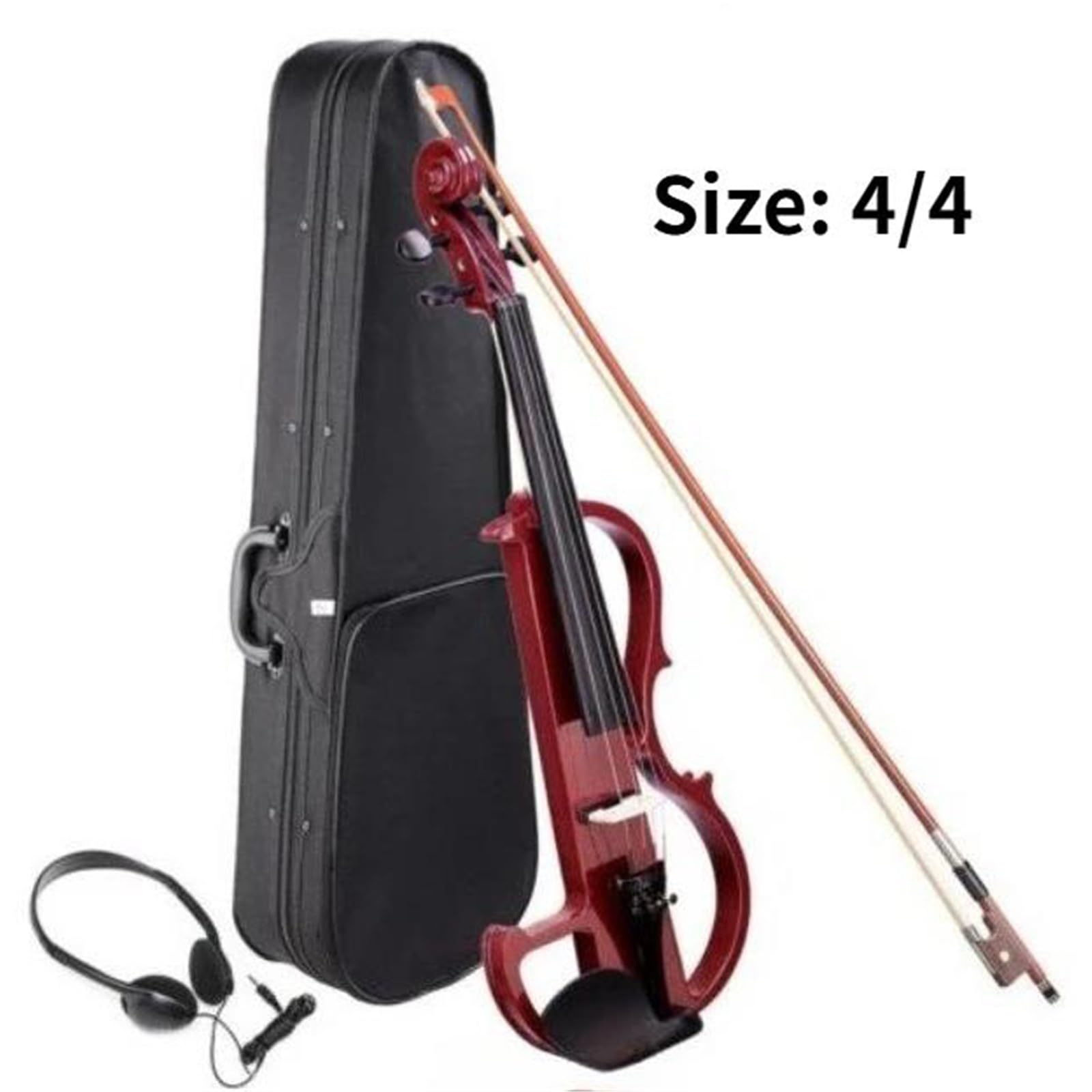 Skrzypce Instrumenty Muzyczne Elektryczne Skrzypce Ciche 4/4 Z Futerałem I Smyczkiem Przenośne Instrumenty Muzyczne(Red)