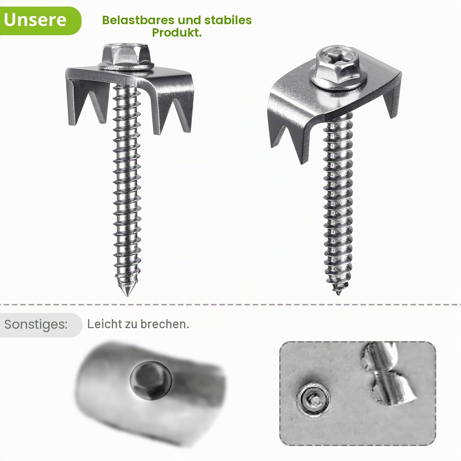 Insaga 50pcs Zaunklammern, 304 Edelstahl Krampennägel Zaunbefestigungsnägel 40mm M5.5 Stahlkrampen zum Holzschrauben für Maschendraht und Geflochtene Zäune mit Drahtfixer Halten Fest / M8 Adapter