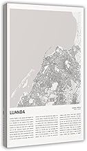 HEOVI Luanda Map, Travel Luanda, Housewarming Gift Canvas Poster Wall Art Bedroom Decor Office Room Kitchen Decor Gift Frame-style 20x30inch(50x75cm)