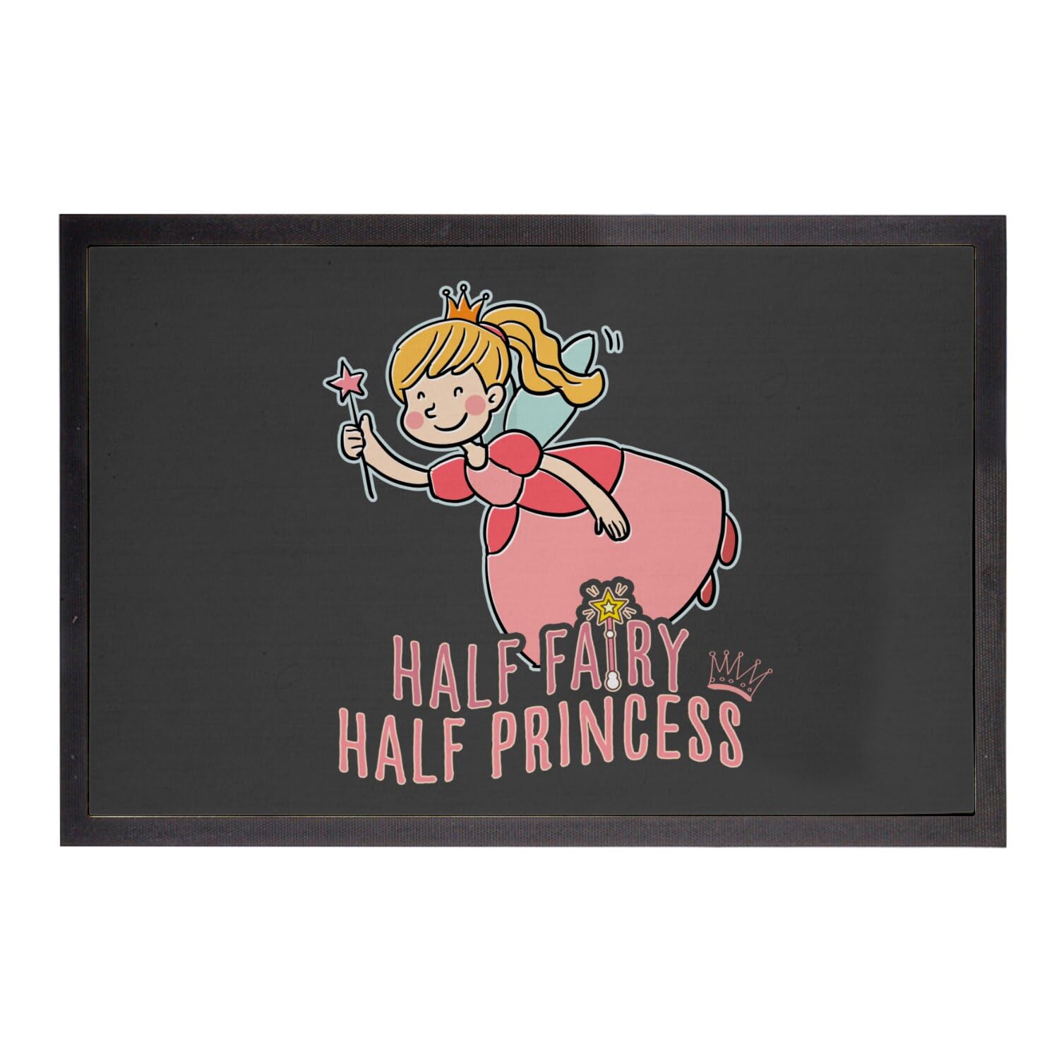 Paillasson noir 60x40cm imprimé Half Fairy Half Princess