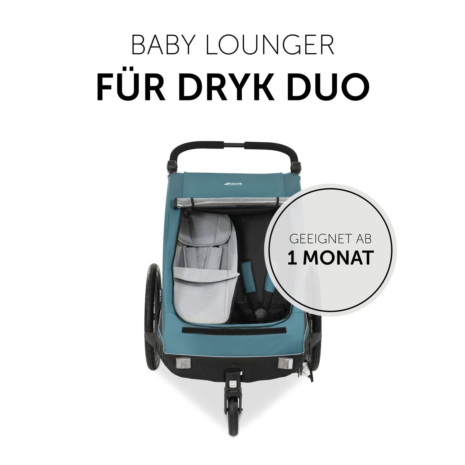 Hauck Dryk Duo Plus Set – Fahrradanhänger inkl. Baby Lounger, Sonnensegel & Regenschutz – für 2 Kinder, faltbar, gefedert & mit Kinderwagen-Funktion