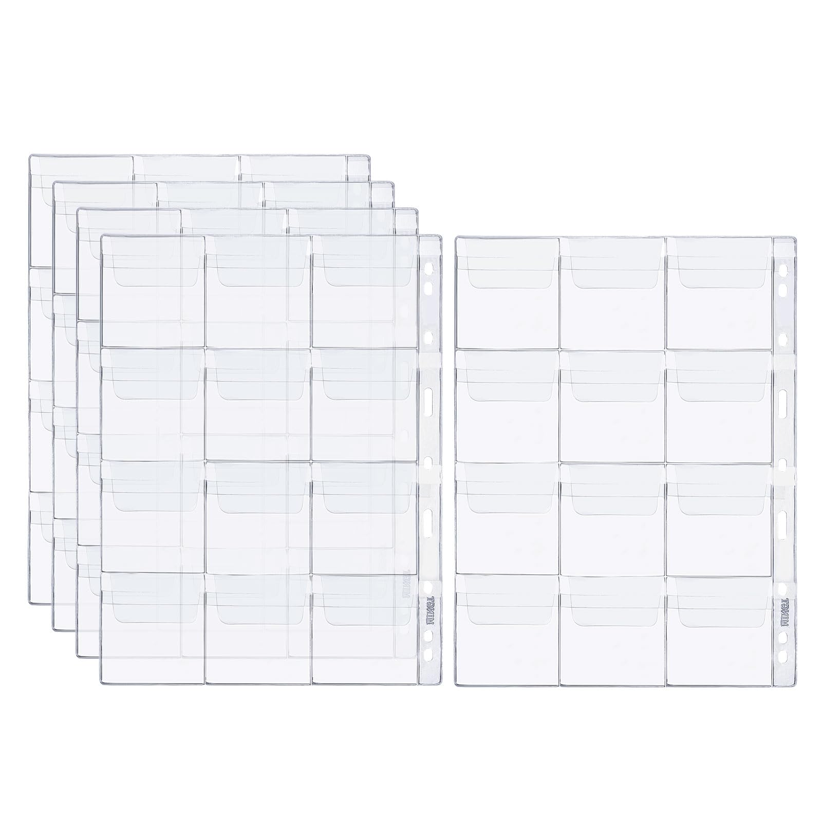 PATIKIL 5 Fogli Porta Banconote Per Album – 2 Tasche Trasparenti Per Raccoglitore A 9 Anelli, Protezione Per Banconote, Francobolli, Cartoline