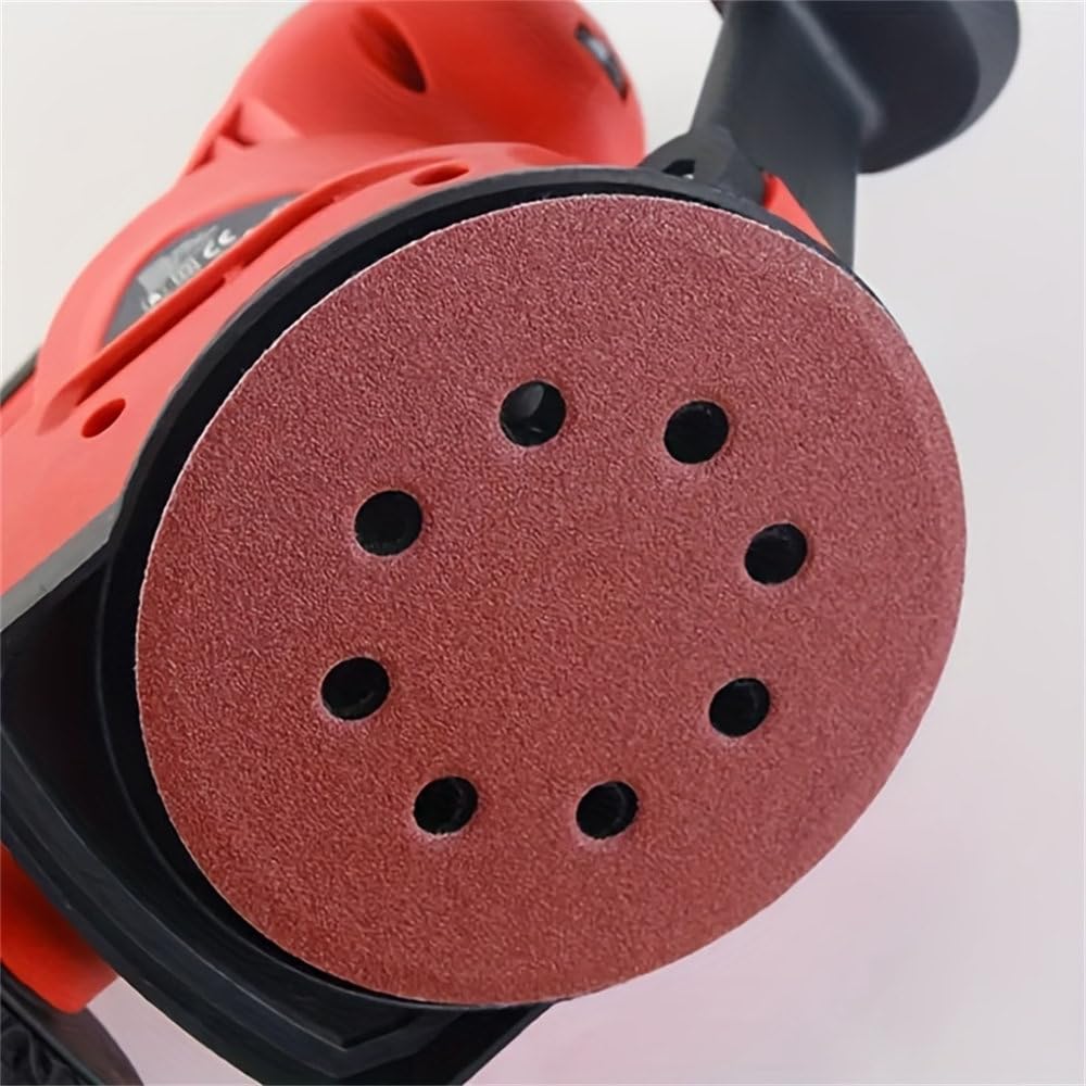 Juego de 100 Discos de Lija de 125 mm y 5 Pulgadas, con 8 Agujeros y Almohadillas de Lija con Velcro para Herramientas de Pulido, 125 mm