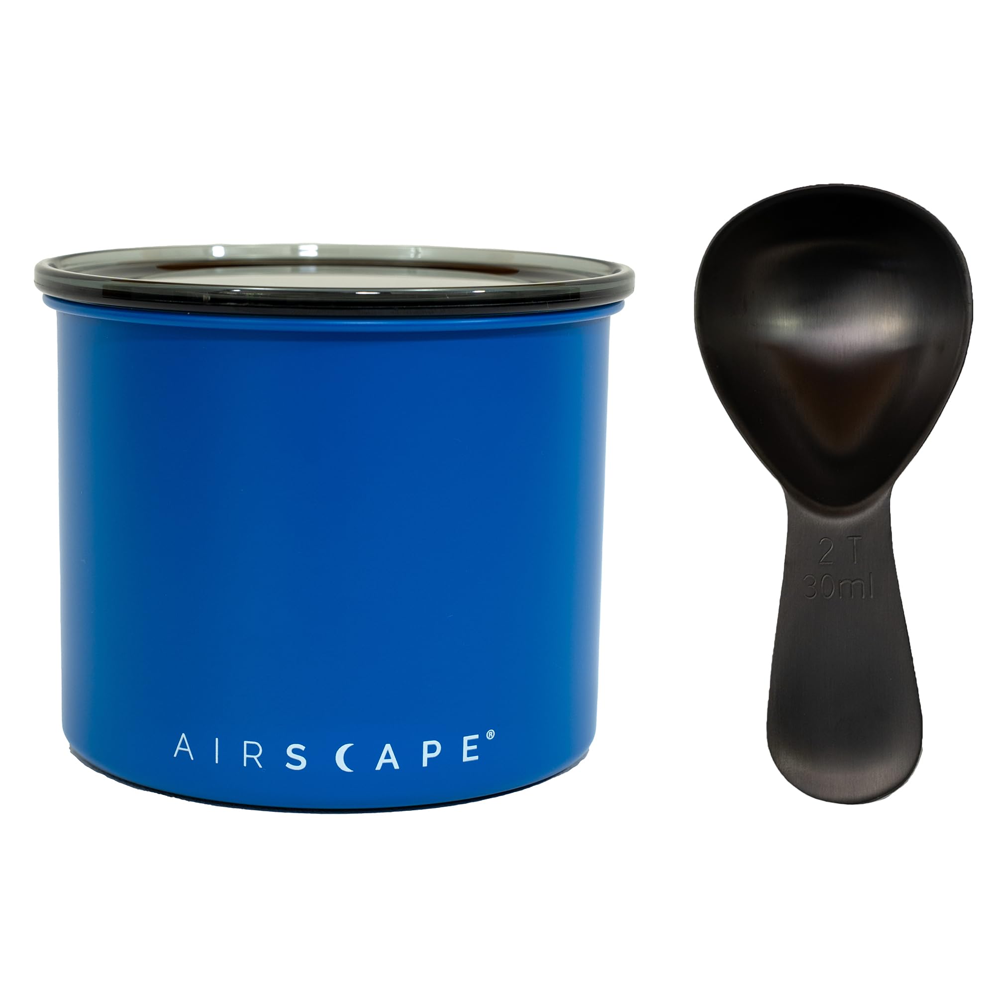 Airscape Stainless Steel Coffee Canister & Scoop Bundle - Food Storage by Planetary Design – Small, 30 milliliters, Stainless Steel, Blue, Pack of 2