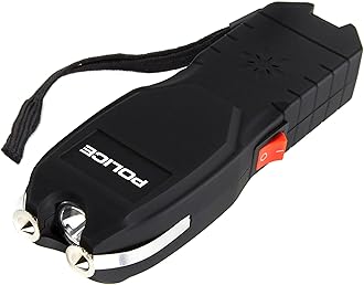 POLICE Stun Gun for Self Defense 2101 – High Voltage Rechargeable with LED Flashlight & Siren Alarm – Compact & Heavy Duty – Personal Security for Women & Men – Black