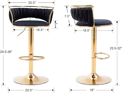 Miniatura 2 de LukeAlon Juego de 2 taburetes de mostrador modernos de terciopelo, giratorios de 360 de 28.75 pulgadas de altura del asiento con patas doradas,