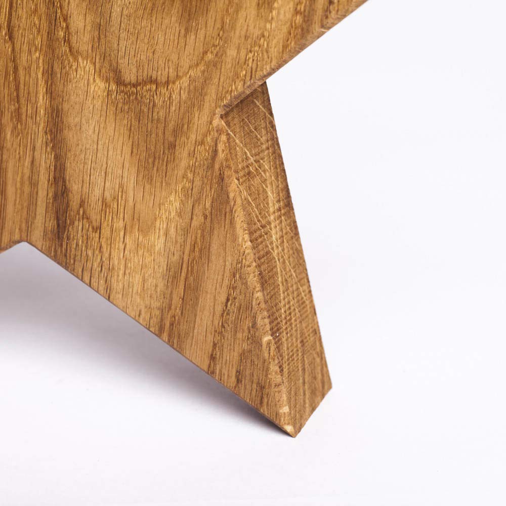 WOODS 3er Set Holzstern aus Eiche - mit Naturöl behandelt | handgefertigt in Bayern I Holzsterne zum hinstellen - Advent & Weihnachtsdeko Holz Dekoration I Holz-Stern 3er Set (20, 30 & 40cm)