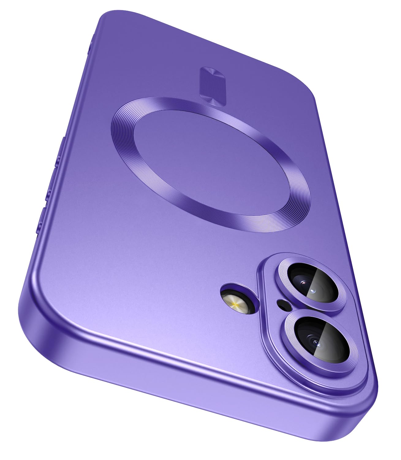 LEKEVO Magnetic for iPhone 16 Case [Compatible with MagSafe][Built-in Camera Lens Protector] Slim Soft Silicone Bumper Shockproof Metallic Luster