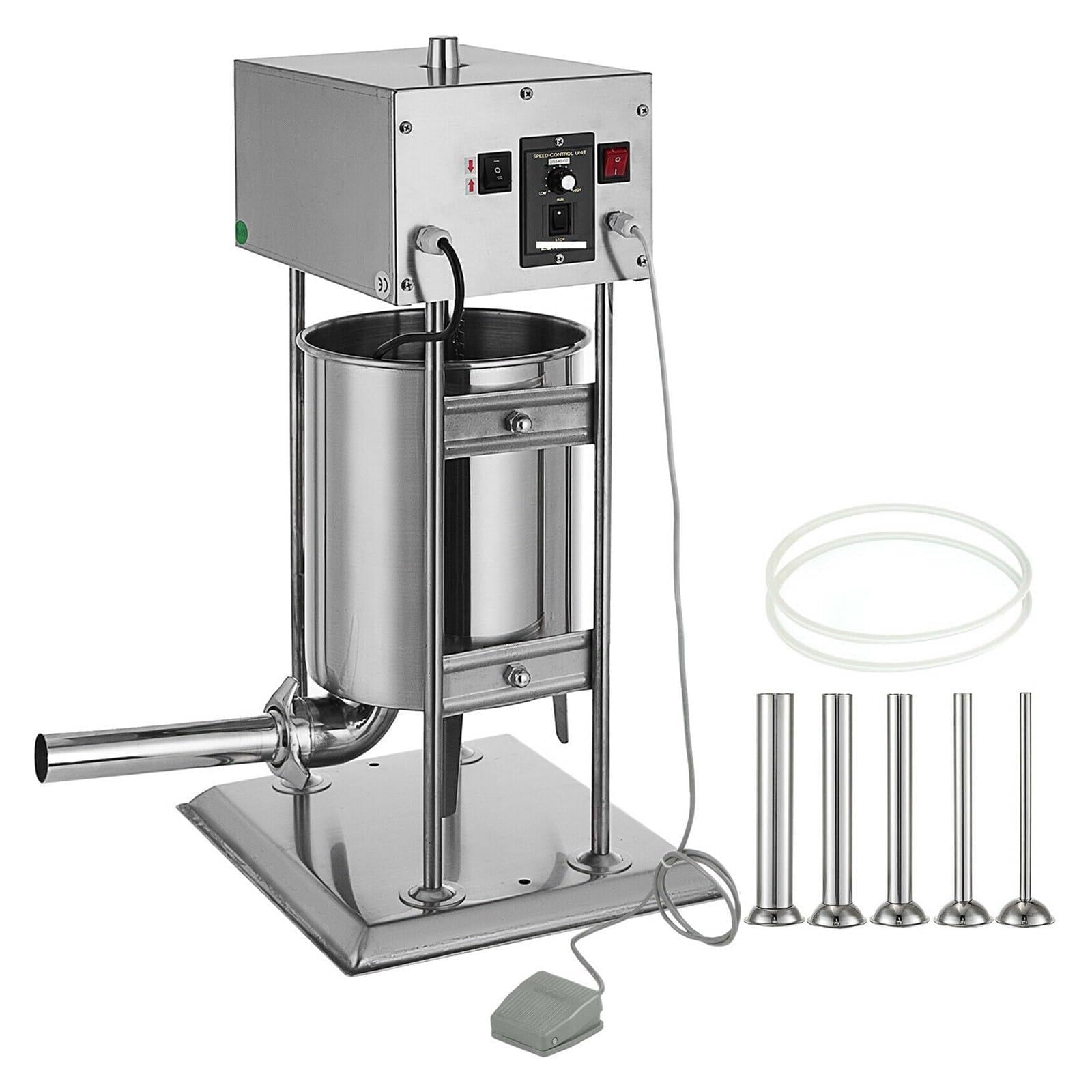 10L/12L/15L Electric Sausage Filler Sausage Stuffer Sausage Maker Vertical Commercial Grade with 5 Filling Funnels(15L)