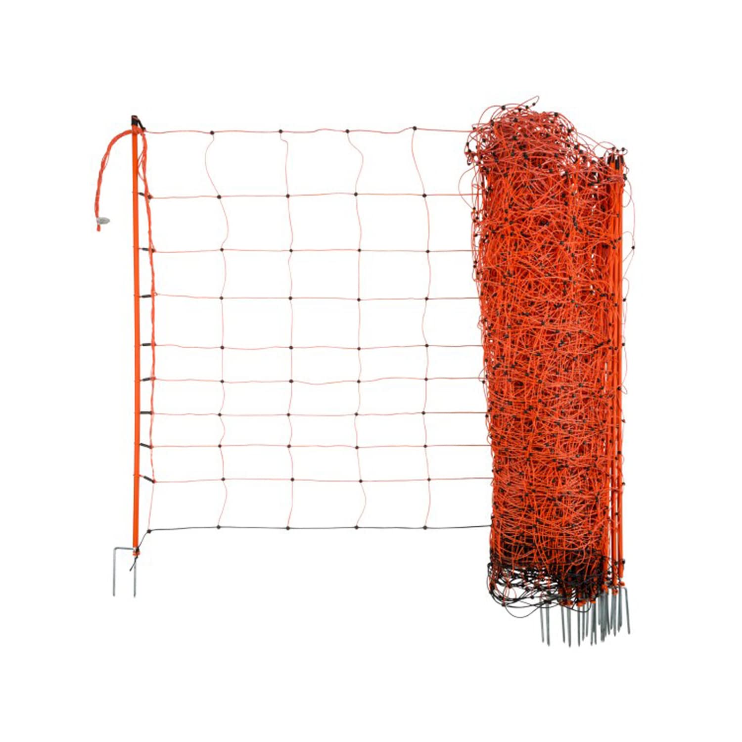 AKO Schafnetz OviNet, elektrifizierbar, mobiles Weidenetz, Weidezaun, Elektrozaun, Doppelspitze oder Einzelspitze, orange, 50m, 3 Jahre Garantie auf UV-Stabilität (Doppelspitze - Höhe: 108cm)