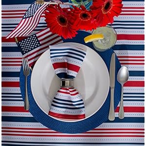 DII Patriotic Stripes Tabletop Collection, Stain Resistant & Waterproof, Napkin Set, 20x20, Red, White, & Blue, 6 Count DII Patriotic Stripes Tabletop Collection Stain Resistant Waterproof Napkin Set 20×20 Red White Blue 6 Count