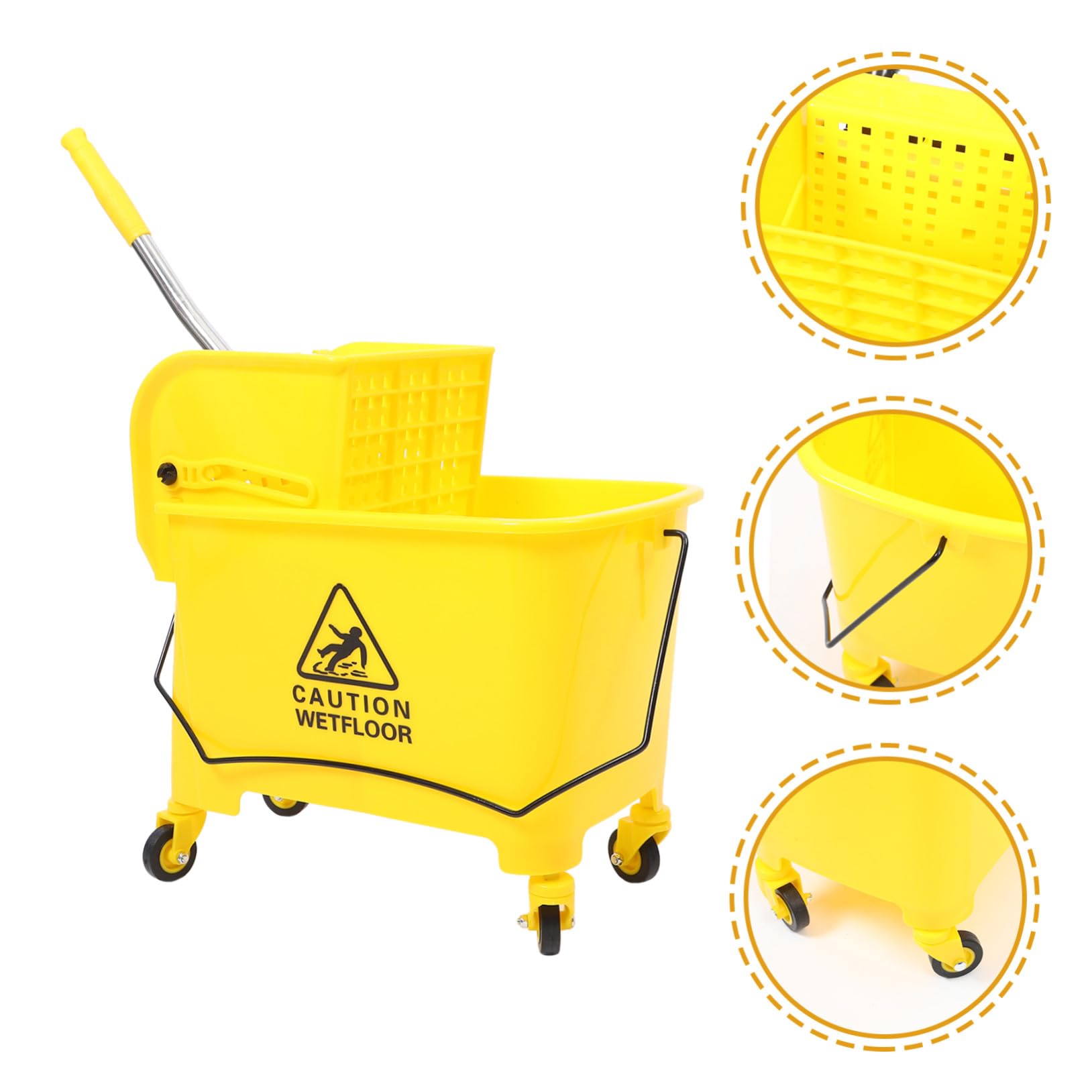 Cubo de Fregona de 20 L Escurridor Lateral y Ruedas