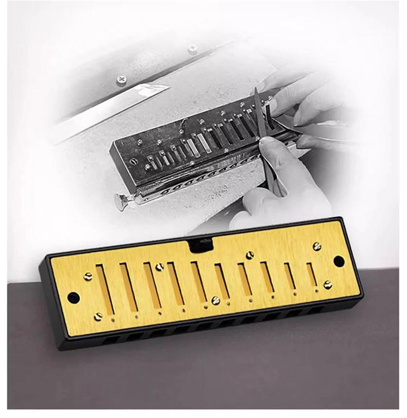 Mundharmonika Diatonische Mundharmonika In C-Dur Mit 10 Löchern Geeignet Für Musiklehrer Und Anfänger. Inklusive Etui(Black)