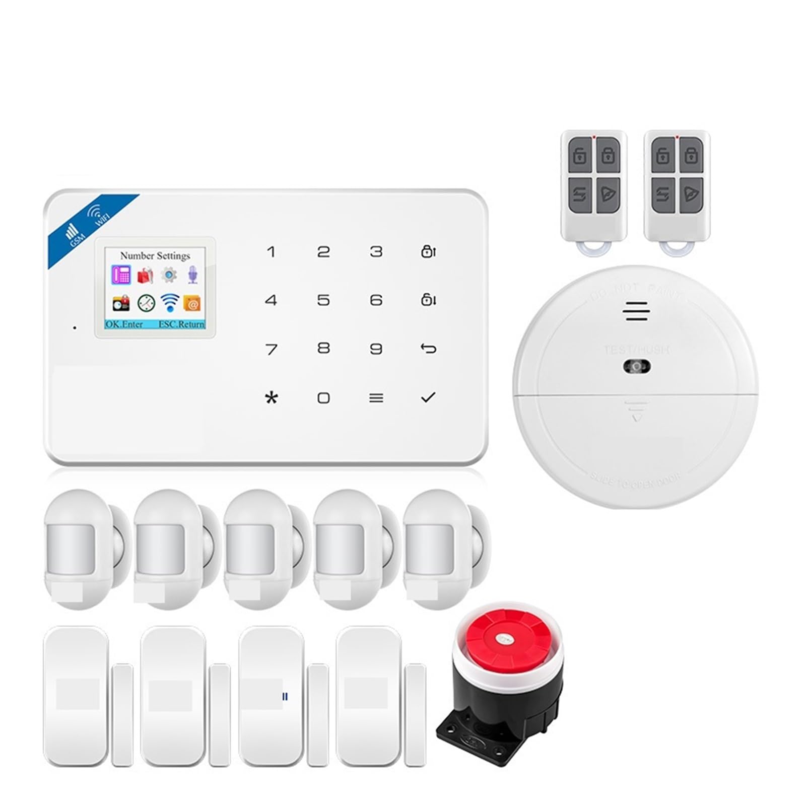Sistema de Alarma de Seguridad para el hogar, De Alarma gsm W181, Kit For El Hogar, Detector Sensor Movimiento Inteligente Tuya, Puerta, Sirena, Cámara IP(Kit 2)