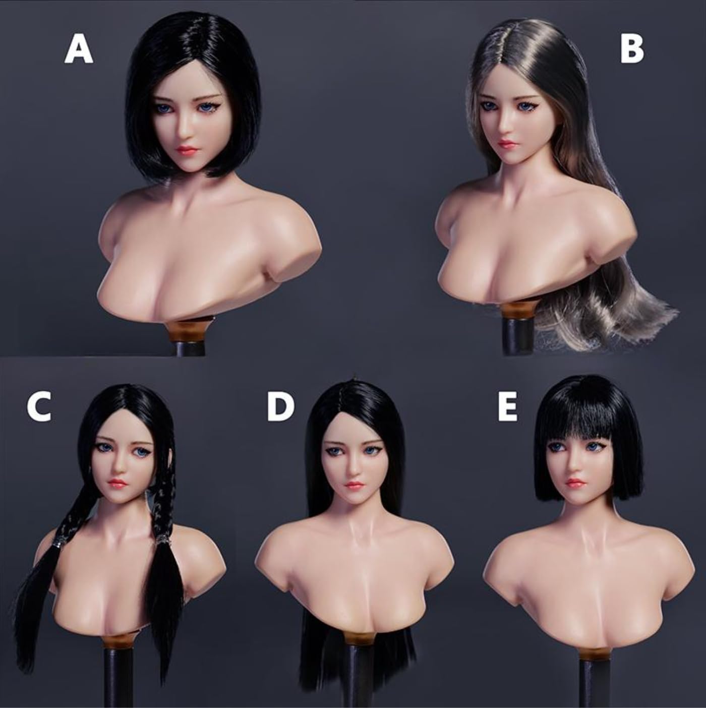 HiPlay Testa femminile in scala 1:6, disegno dell'occhio mobile, scultura della testa della ragazza dell'Asia per figure di azione da 12 pollici (YMT101C)