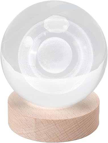 Miniatura 6 de Luz nocturna de bola de cristal de galaxia 3D para niños con base de luz LED colorida, luz nocturna de bola de cristal de 3.15 pulgadas con base de