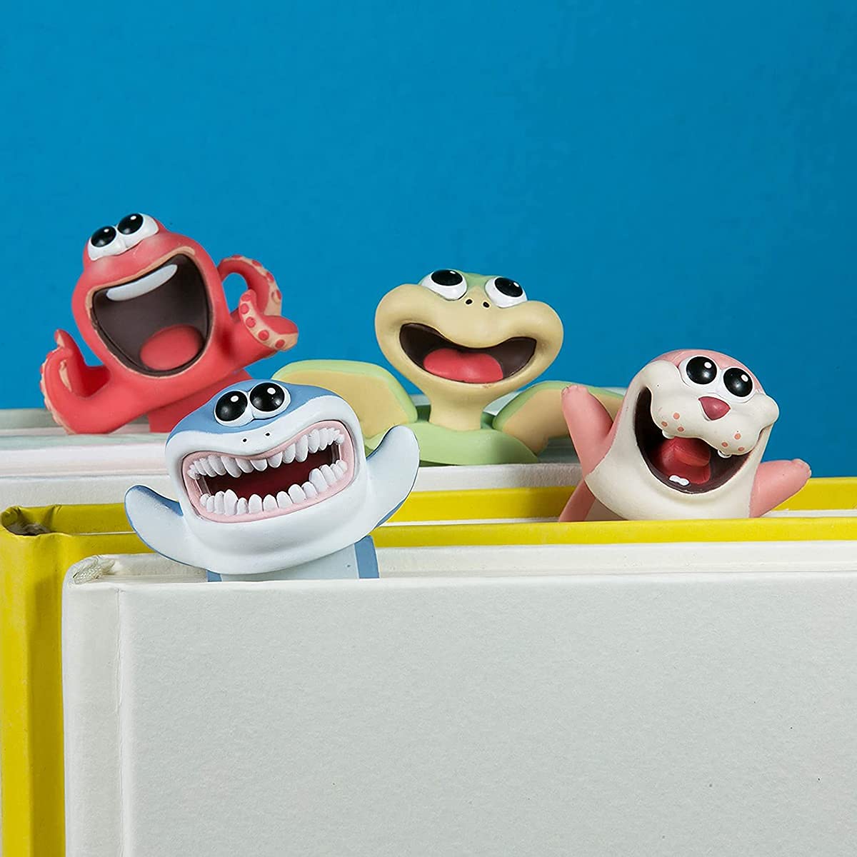 DELFINO Cartoon Seal Bookmark, 3D Squashed Animals Novelty Funny Cute Plastic Bookmark, Kids Creative Stationery for Birthday Party Festival School Gift