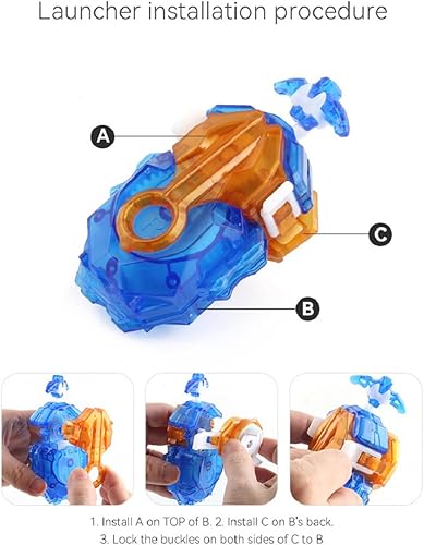 Miniatura 5 de Lanzador y agarre, Battling Tops Burst B-184 Custom Bey Launcher LR Left Right Spin DB Layer System (juego azul)