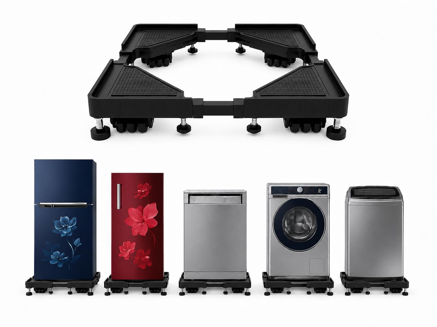 Premium Heavy Duty 24 Wheel Adjustable Stand/Trolley Suitable for Front & Top Load Washing Machine/Refrigerator, Dishwasher/Capacity Upto 500 Kg Washing Machine 6.5/7/8/9/10 Kg-picture-18