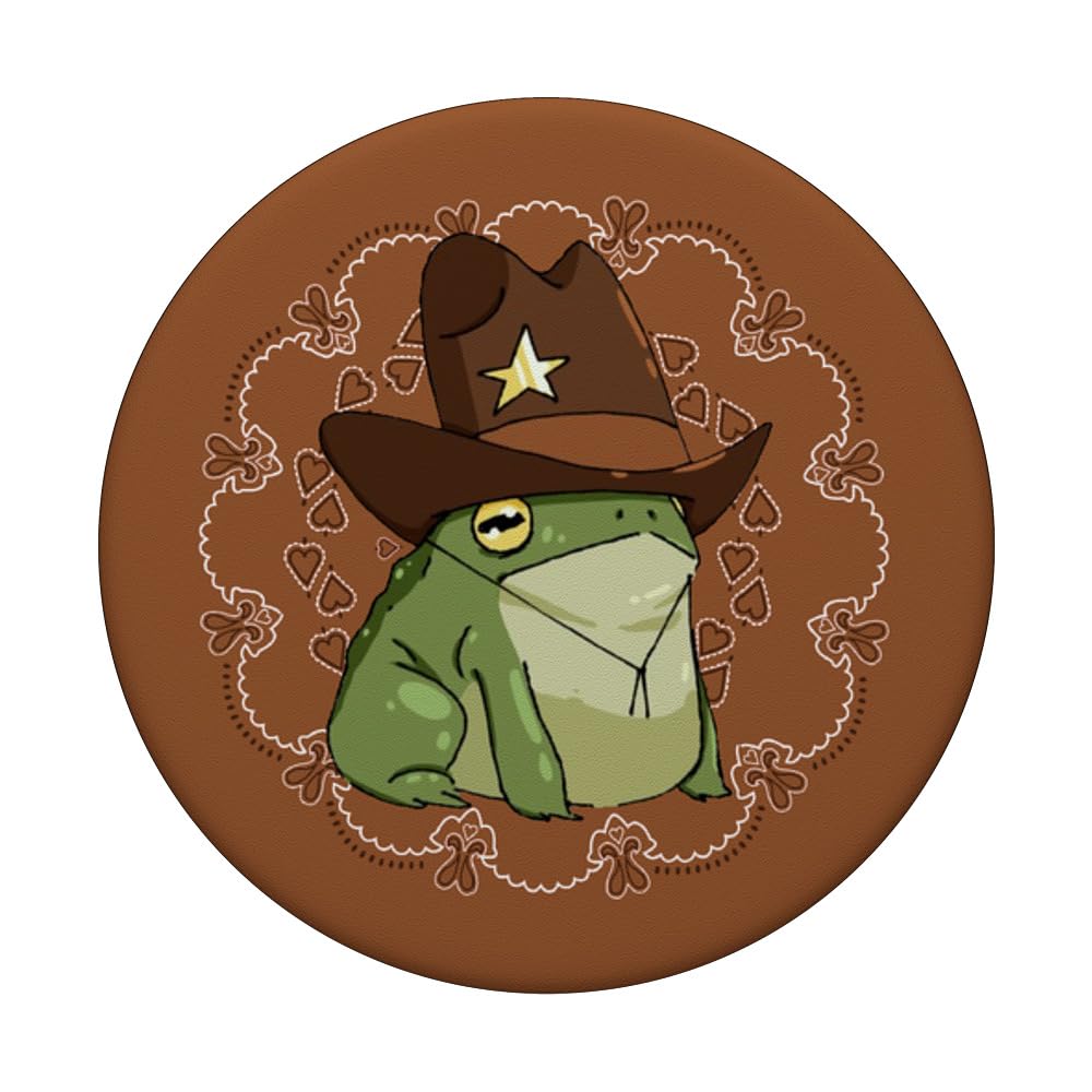 Cute Frog With Cowboy Hat PopSocket - Cottagecore Aesthetic Phone Grip