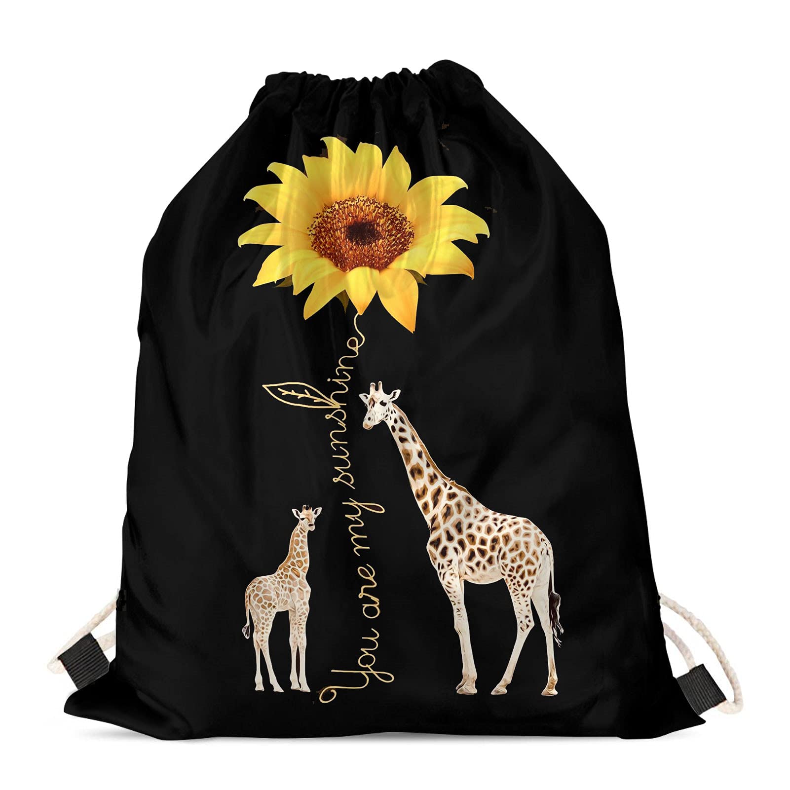 HELLHERO Sunflower Giraffe Drawstring Backpack String Bag Cinch Sackpack for Women Ladies Girls Kids Gym Shopping Sport Yoga Travel โ image 1