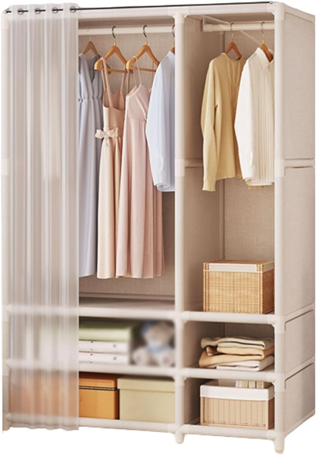 Portable Closet Portable Closets Steel Closets Detachable Wardrobe Closet Easy to Assemble Fabric for Bedroom Hanging Foldable Clothes Closet Spacious