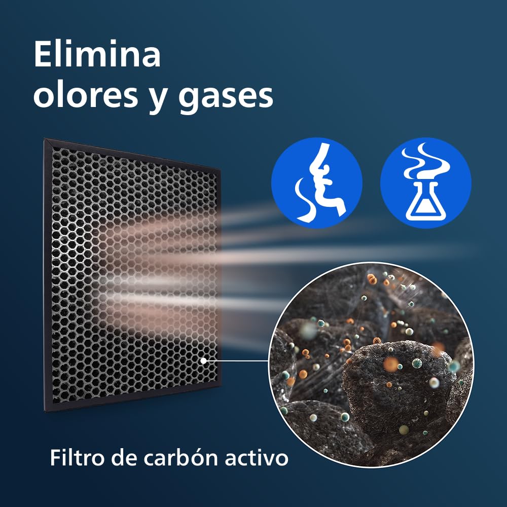 Philips Filtro de Repuesto Original para Purificador y Humidificador 2 en 1 Series 1000i y 2000i AC1214/AC1215, AC1217, AC2721/AC2726/AC2729, Carbón Activo, 12 Meses, Negro/Blanco (FY1413/30)