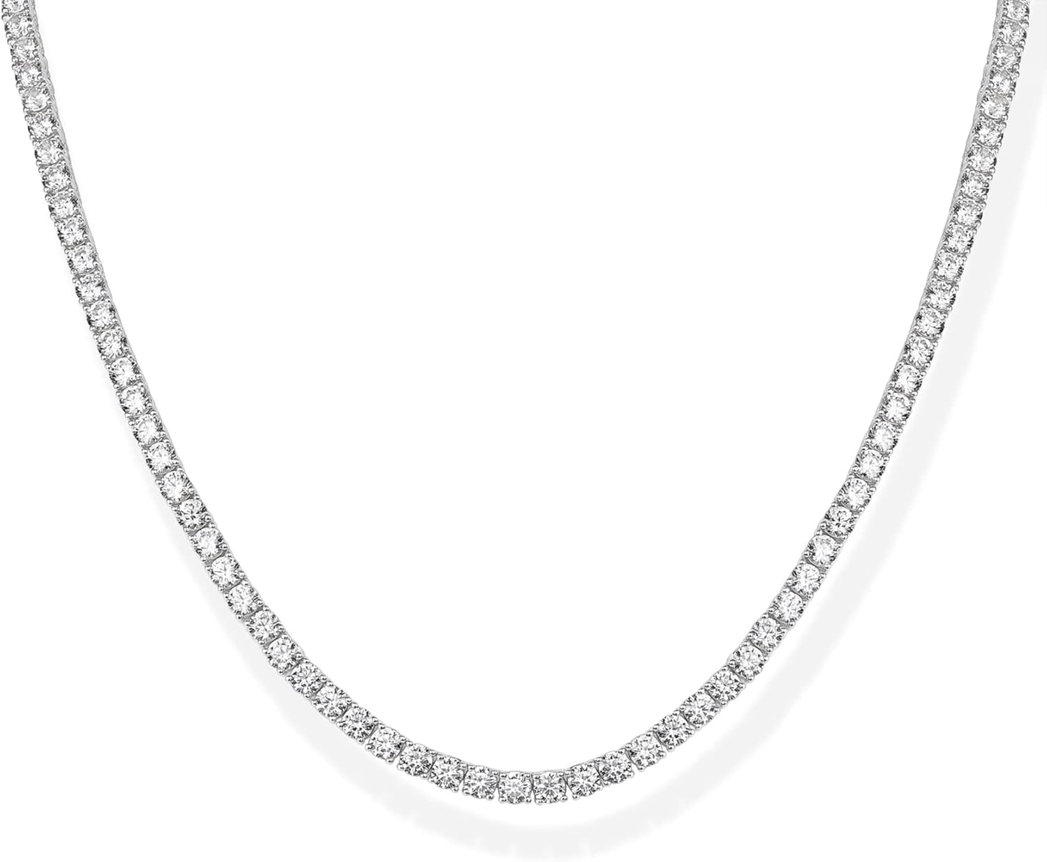 PAVOI 14K Gold Plated 3mm Simulated Diamond Tennis Necklace – Chunky Long Necklace for Women – Sizes 16" and 18"
