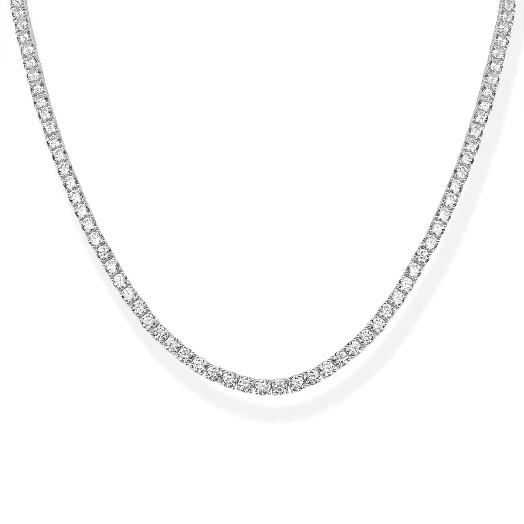 PAVOI 14K Gold Plated 3mm Simulated Diamond Tennis Necklace – Chunky Long Necklace for Women – Sizes 16" and 18"