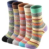 Clothirily 5 Pairs Wool Socks for Women - Thick Soft Wool Socks, Comfortable and Warm Womens Sock, Womens Winter Warm Knit Boot Cabin Cozy Sock for Women Men