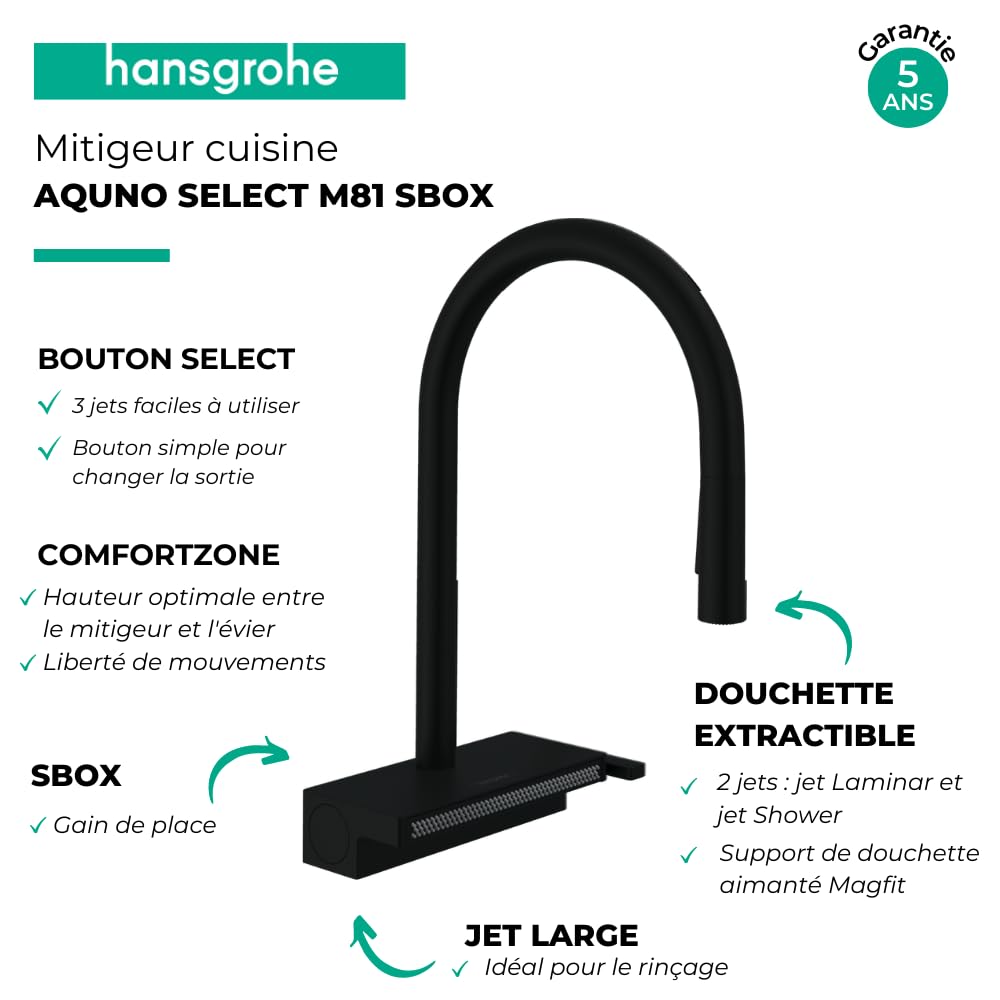 Hansgrohe 73831670 Aquno Select M81 170 with Pull-Out Spray Head 3 