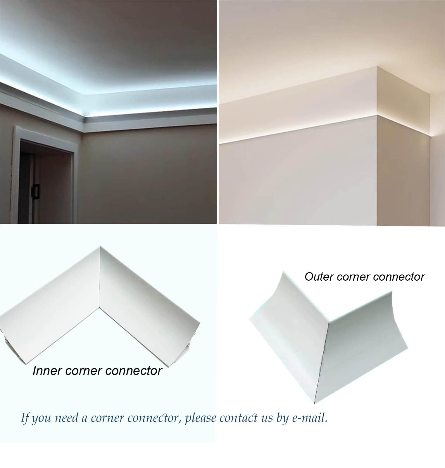 Profili per Strisce Led Modanatura a Corona Battiscopa Canale per Led, Illuminazione Indiretta Home/Theater Canale Led Profilo, Diffusore Modanatura Luce Led Sostituzione Linea Gesso(11m/36ft)