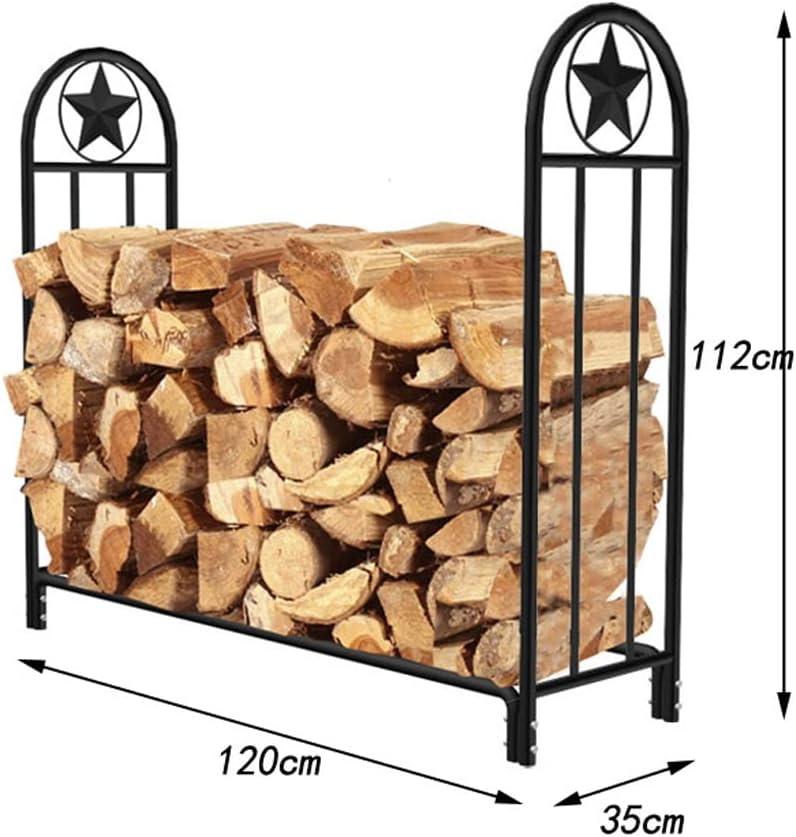 Firewood Storage Rack Drop Wire Art Metal Firewood Rack Fireplace Decoration Firewood Shelf Home Living Room Outdoor 120 * 35 * 112cm Black,Black-120 * 35 * 112cm