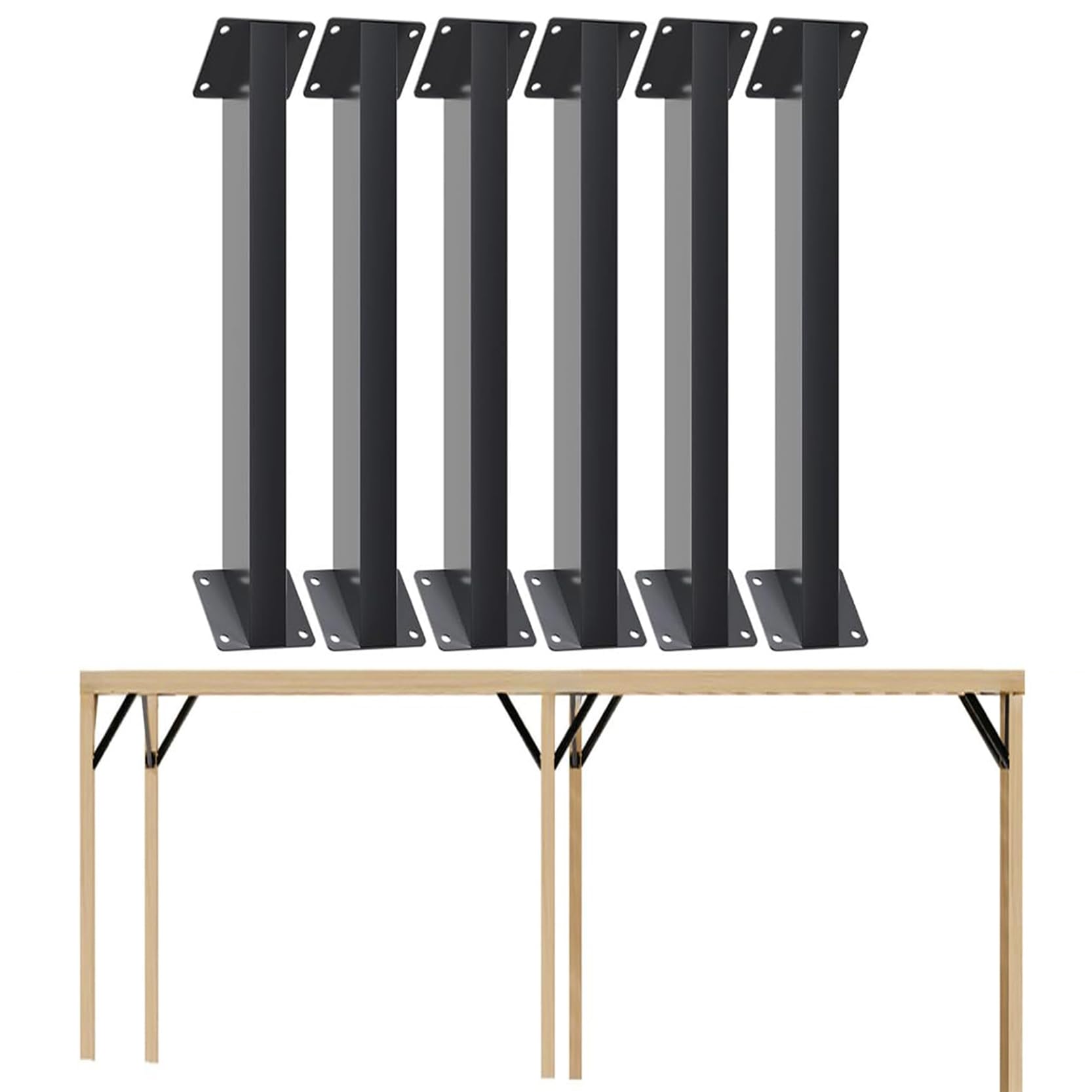 GOUZIBHD Black Roof Riser Beam Bracket, Heavy Duty Connector Brace Bracket Pergola Kit-Wooden Structures Support for Garden, 45-Degree Angle Corner Braces Inside Joint(Size:6PCS)