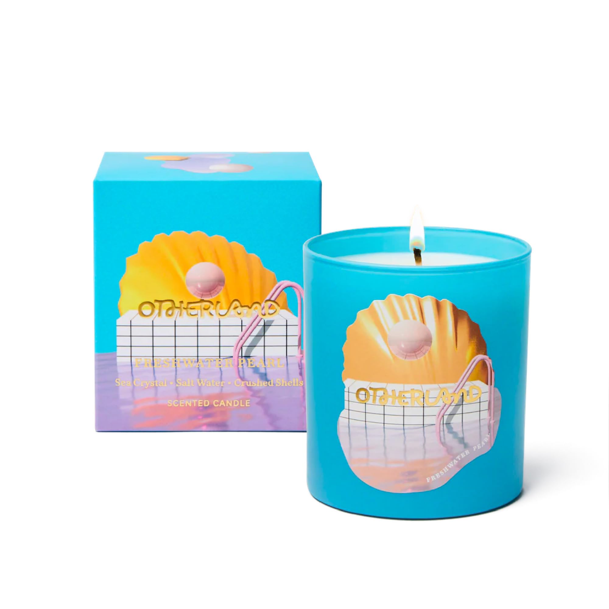 OTHERLANDFreshwater Pearl Sea Scented Candle | Fresh Scent | Boxed Jar Candle | Luxury Candle | Single Wick Coconut & Soy Wax Blend Candle | Vegan Candle | Long Lasting Candle | Blue (8 oz)
